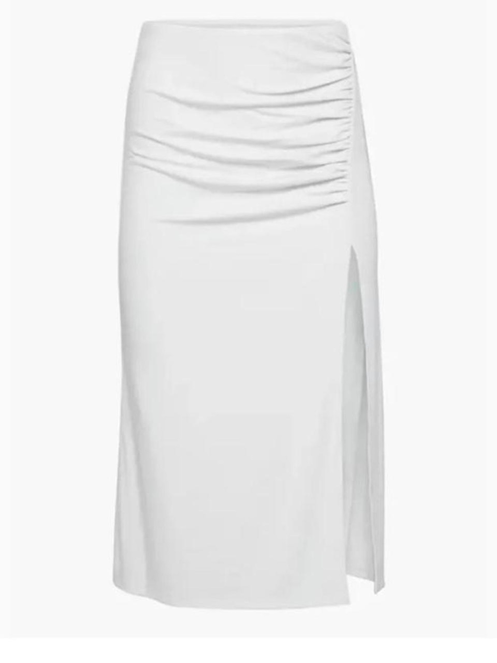 Wilfred Cream Ruched Side-Detail Midi Skirt